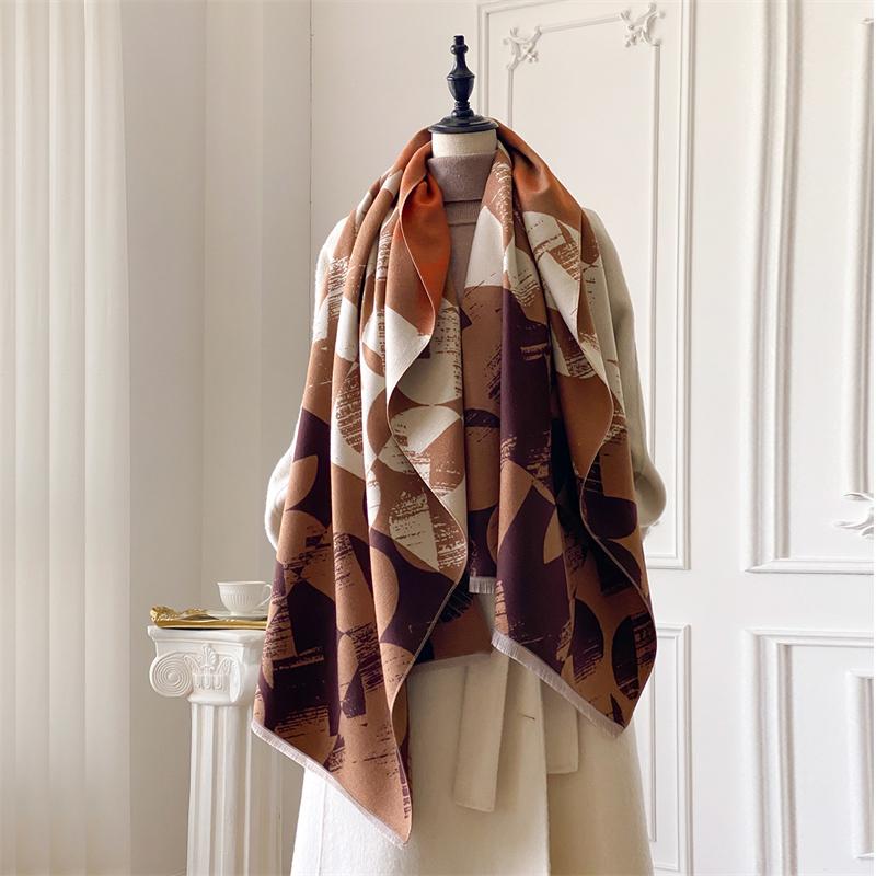 Luxury Winter Cashmere Scarf Women Floral Print Shawl Wrap Soft Pareo Elegant Poncho Femal Thick Warm Blanket Echarpe Pashmina