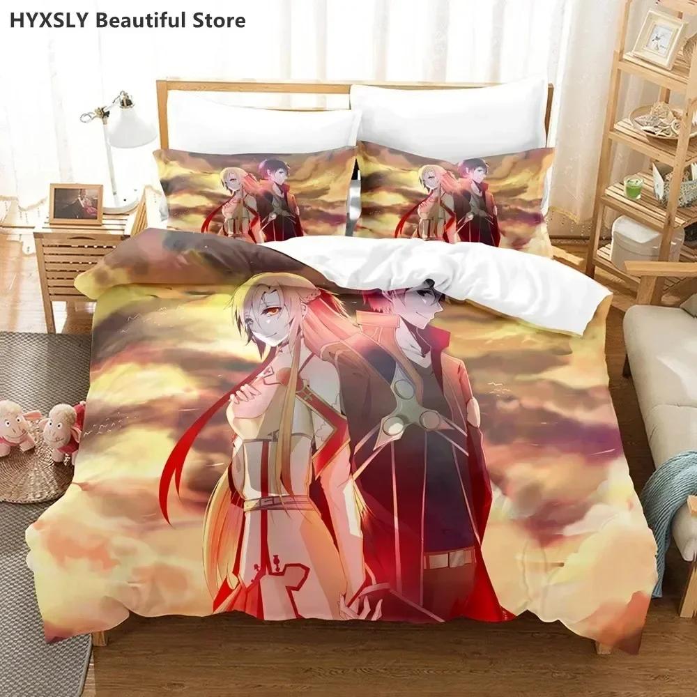 Fashion Sword Art Online Bedding Set 3D  Polyester Quilt Cover Pillowcases Queen King For Kids Gift  Duvet Cover Sets