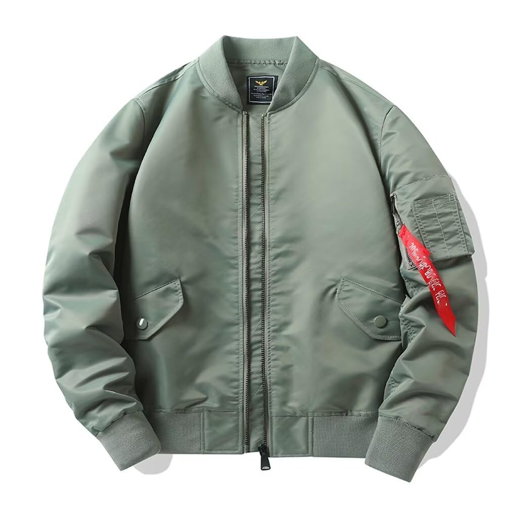 

Light Jacket Blouson Motorcycle Jacket Stadium Jacket Thin Jumper Military Jacket Riders Windproof Outerwear Casual Large Size Light Green 5XL [Tiann]