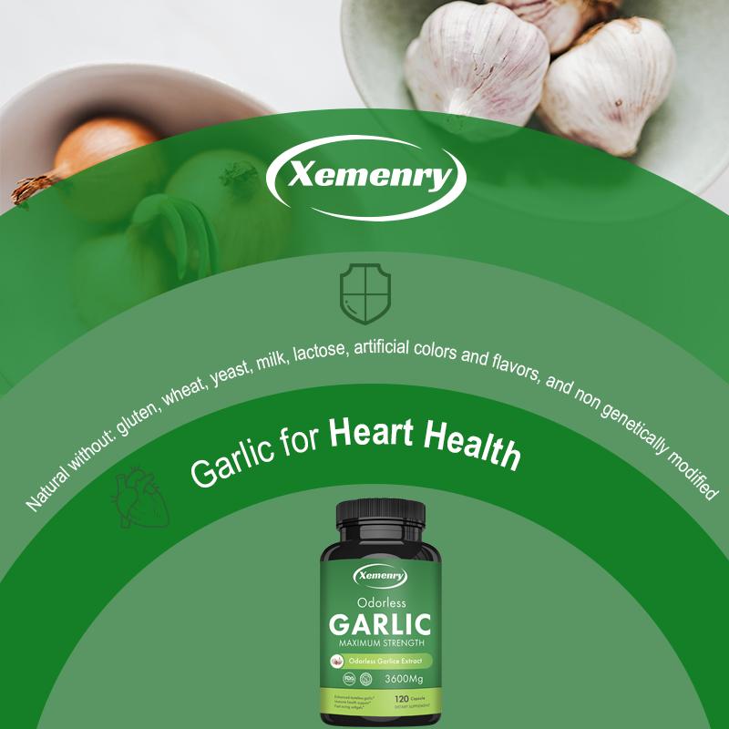 Capsule di estratto d'aglio inodore, alto contenuto 3600mg, integratore alimentare, integratore alimentare per adulti.