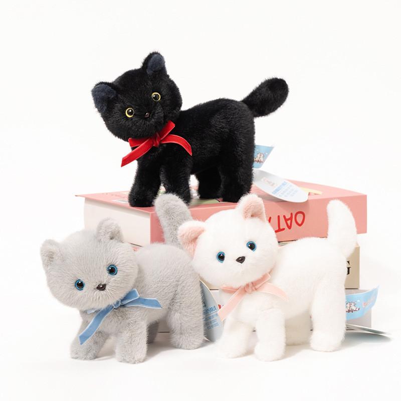 Bow Standing Adorable Cat Plush Toy For Children Birthday Present And Collection
