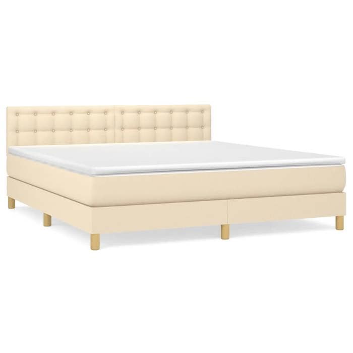 Maison Exclusive - Bed Slat Base with Cream Mattress 160x200 Cm Fabric