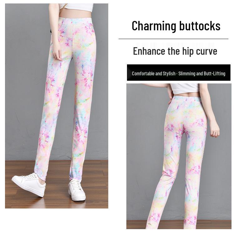 Cuihua 2024 Elastic Waist Slimming Plaid Pencil Pants for Women
