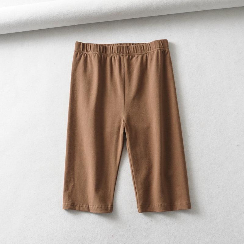 Sexy Women Cotton High Waist Elastic Pure Color Slim Knee-Length Biker Shorts Female