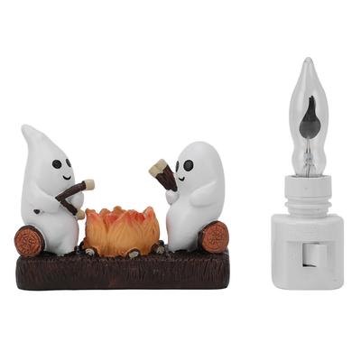 Ghost Campfire Flickering Night Light Indoor Figurine Lamp Resin Wall Campfire Night Light for Home