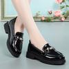 Women's Mary Jane Platform Shoes Round  Head Spring New Metal Chain Casual Soft Patent Leather Slip On Loafers