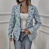 Dames Bloemrijk Print Getande Kraag Blazer Enkele Rij Knopen Lange Mouw Slim Fit Casual Kantoorjas