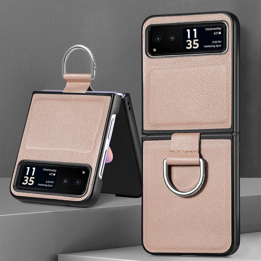 Suitable for Moto Razr11 mobile phone case, lychee pattern ring PU leather razr11Ultra folding screen case