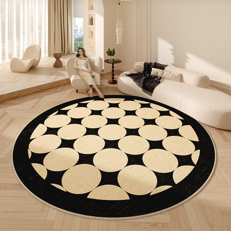 

Cream Color Living Room Decoration Round Rug Thickened Cloakroom Anti-slip Mat French Style Rugs for Bedroom Home Plush Carpet 80x80CM