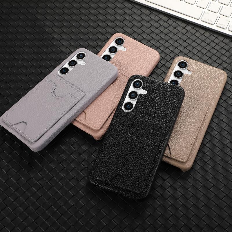 New Luxury Solid Color Leather Up Down Wallet Card Slot Phone Case For Samsung S25 Ultra Edge S23 S22 S24 Ultra Plus Back Cover
