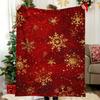 1pc Red Blanket with Gold Snowflakes ,Sofa, Bed, Travel, Lunch Break, Flannel Blanket.
