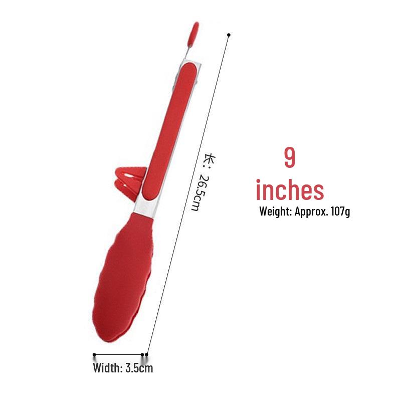 High-Temperature Resistant Silicone and Stainless Steel Food Tongs - Ideal for Barbecue, Roasting, and Bread.