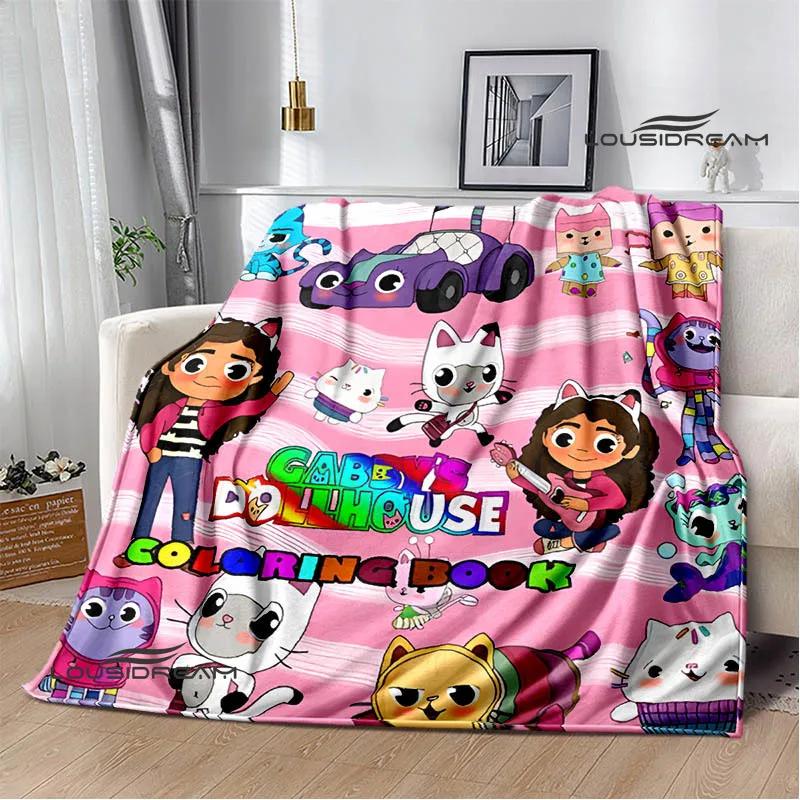 Gabby's Dollhouse Cute Anime Printed Blankets Picnic Blanket Flannel Warm Blanket Travel Blankets Bed Linings Birthday Gift