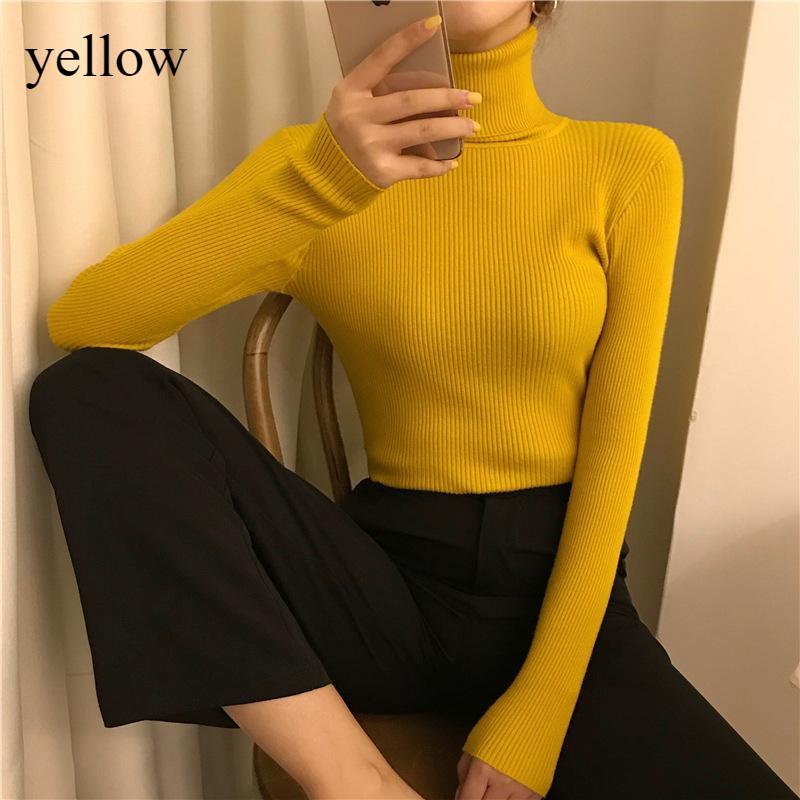 All-in-one Knitted Bottom Wear Women's High Neck Long Sleeve Autumn and Winter New Slim-fit Pullover Sweater Sweater Temperament Tight Top