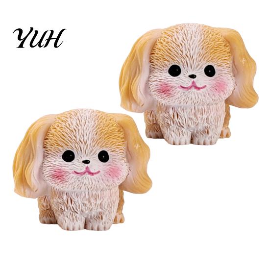 Micro Landscape Accessories 2Pcs Mini Dog Figurines, Cute Resin Puppy Miniature Animal Figures, Small Cat Ornaments for Landscape, DIY Crafts, Desktop