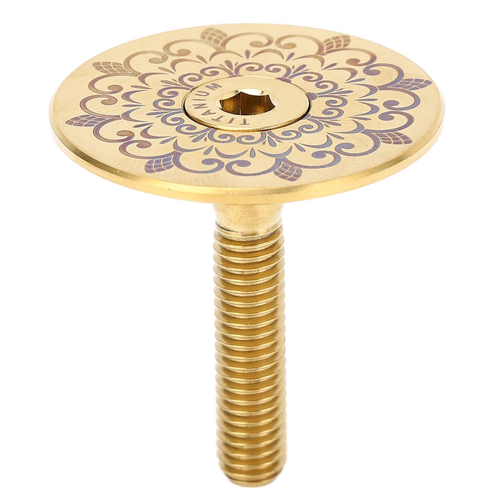 

Bike Headset Cover Alloy 28.6mm Front Fork Stem Top Cap for Mountain Road Bike Totem Pattern Gold золотой