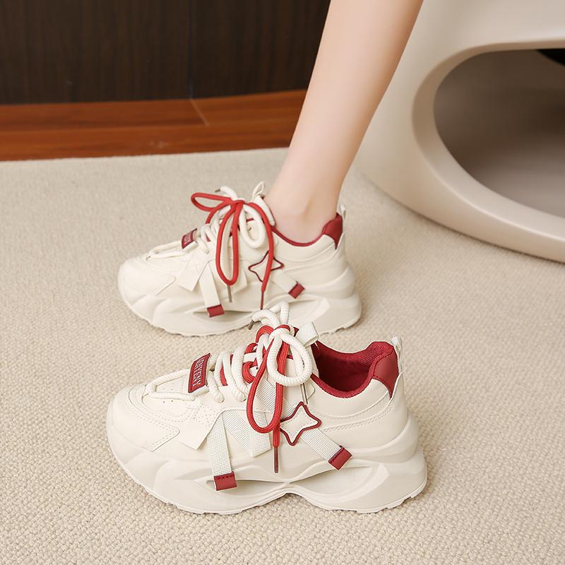 

MCTIN Женские кроссовки Стильные и удобные кроссовки на толстой мягкой подошве Женские прогулочные туфли на платформе 35 красный