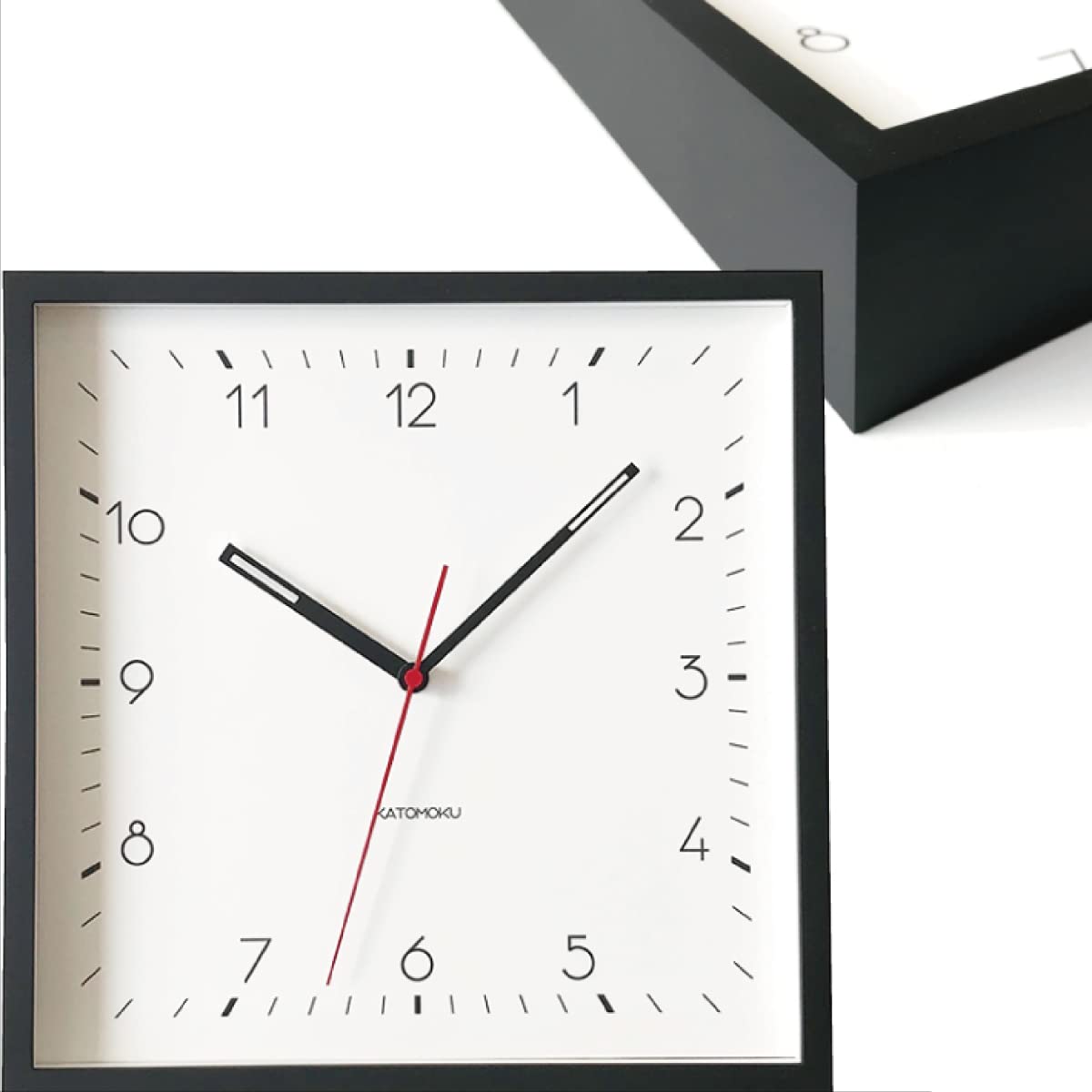 

KATOMOKU квадратные часы 3 кипарис черные настенные часы с непрерывным секундным ходом управляемые km-114BK (Радиочасы)