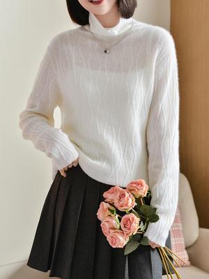 Women's Cashmere Sweater 30% Cashmere 70% Wool Autumn and Winter Cashmere Pullover Soft and Warm