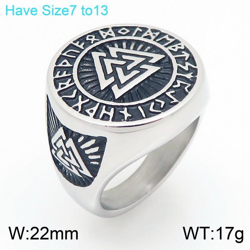 Nordic Style Popular Celtic Knot Electroplated Stainless Steel Men's Ring Retro Viking Black Oil Compass Rune