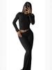 Women's Casual Tracksuit: Round Neck, Long Sleeve, Low Waist Flared Pants