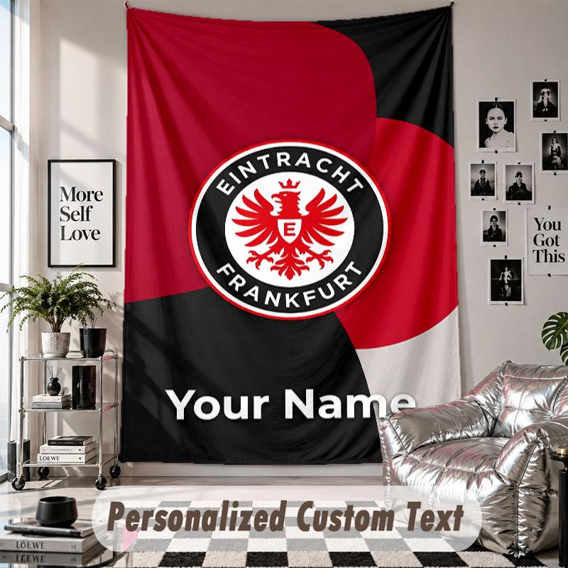 Wall Hanging Tapestry With Custom Name & Text, Eintracht Frankfurt Decorative Tapestry For Bedroom