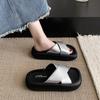 Premium silver platform slippers women's summer wear 2025 new fashion sandals French beach slippers
