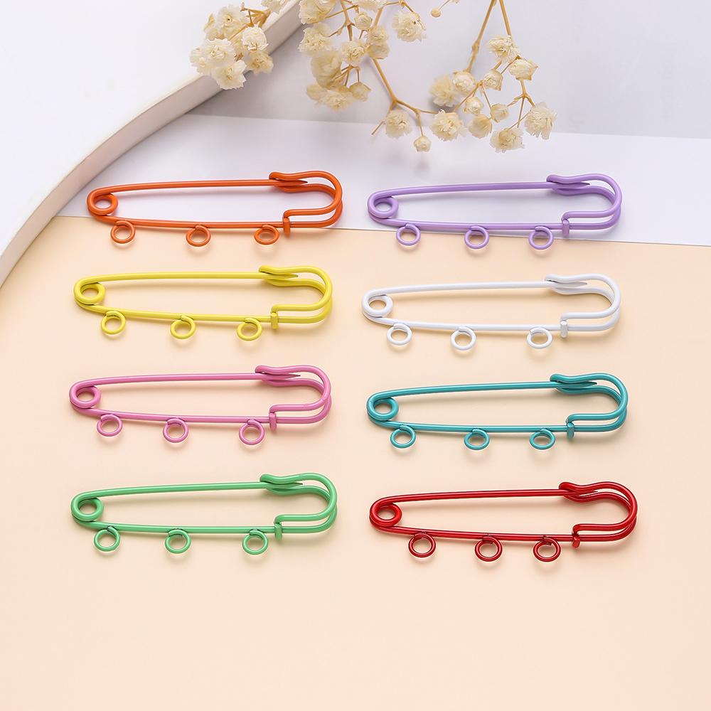 10pcs/lot Colorful Safety Pins Brooch Blank Base Brooch Pins 3/5 Rings Jewelry Pin for DIY Jewelry Making Supplies Accessorie