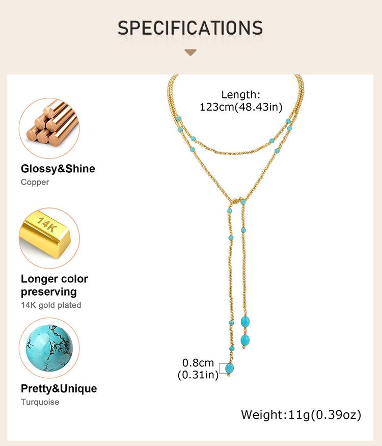 Boho Layered Long Necklace for Women, Turquoise Pearl Beaded Pendant, Sexy Y-shaped Chest Chain Necklace Statement Jewelry