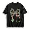 Floral Bow Stethoscope Print Casual Top Pure Cotton T-shirt