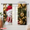 2 szt., druk płaski 2D Zasłony Rolety Uroczy Bałwanek Ozdoby Świąteczne_b (3) Poliester Łatwy Montaż (bez pręta) Dom