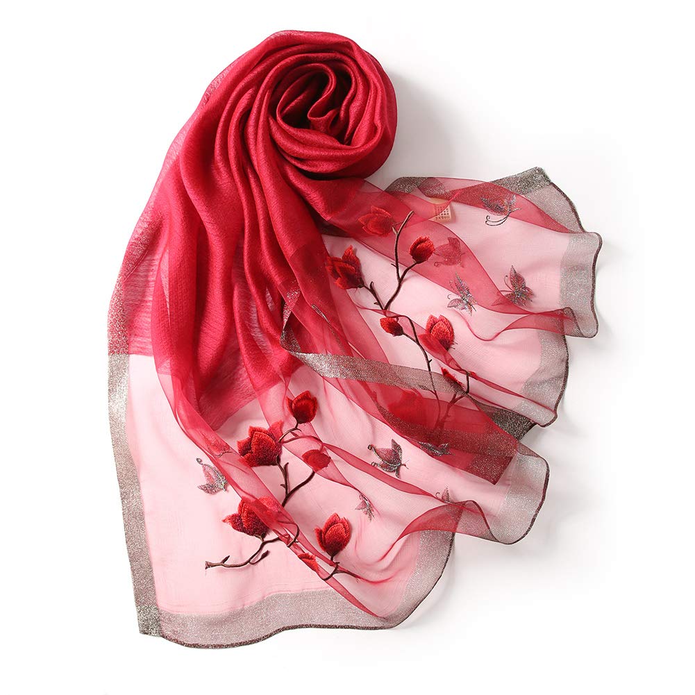 Large Embroidered Floral Flower Embroidered UV Protection [ANMIDA] Stole, Women s Silk, Pattern, Shawl, Stole, Silk, Women s, Spring/Summer,