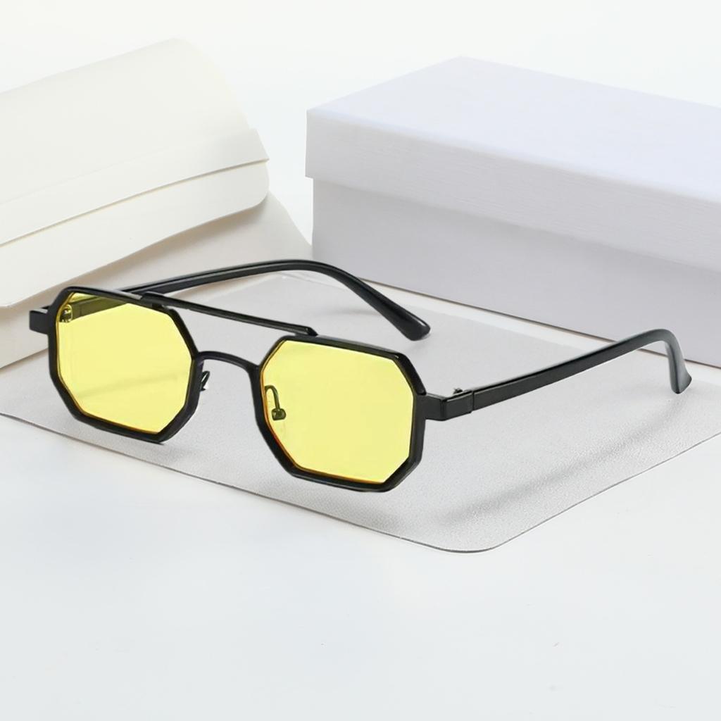 4Pcs/Set Stylish Metal Sunglasses For Women With Dual Tone Frame Gradient Blue Lenses Square Shape Modern Fashion Accessory