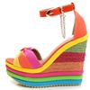 Elegant INS Rainbow Colorful New  Summer Wedges Sandals Party Platform Extreme High Heels Shoes Woman Plus Size 43