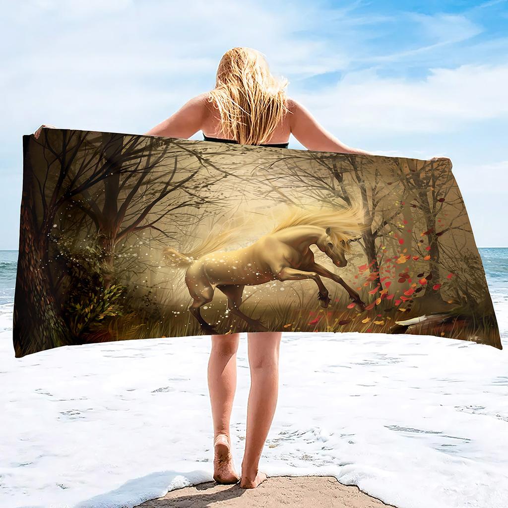 Cartoon Unicorn Pattern Seaside Vacation Beach Towel Swimming Bath Towel Microfiber Towel