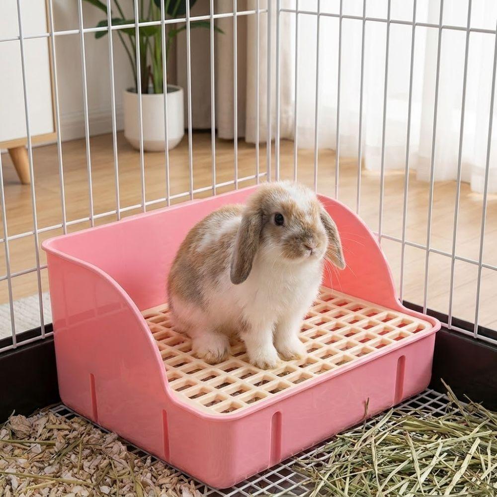 Potty Trainer Rabbit Litter Box Detachable Grids Small Animal Litter Pan for Cage Use