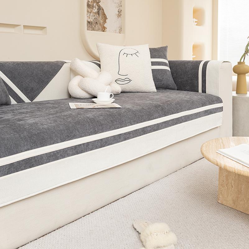 

New Cream Wind Color Matching Skirt Sofa Cushion Universal In All Seasons, Cloth Towel Simple Straight Row Cover Seat Cushion 70*70cm