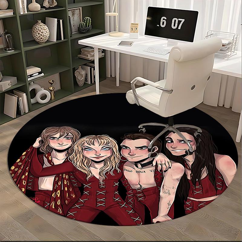Fashion Band Theme Chair Mat Round Carpet for Home Decor, Office Use, Gift Idea Perfect for Living Room, Bedrooms0225b