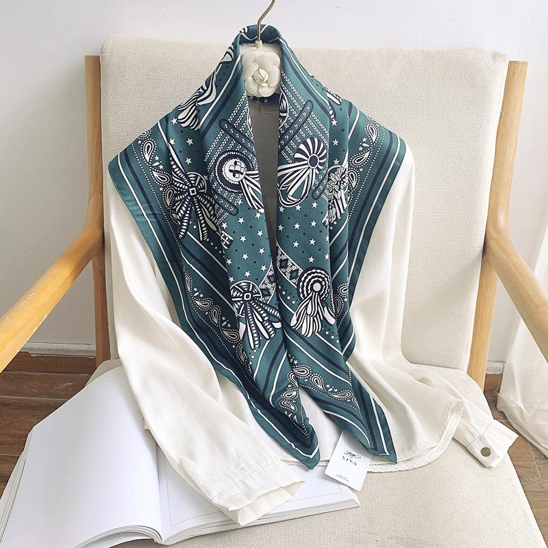 90CM Four Seasons Square Large Square Scarf Luxury Decorative Shirt Professional Headscarf Hairband Sunscreen Headscarf