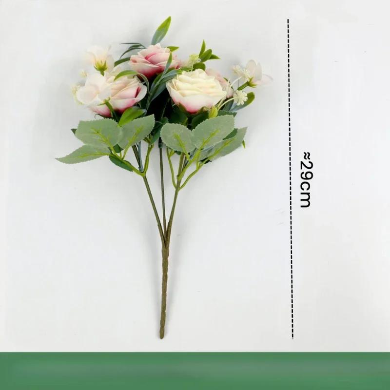 3pcs Ramo de Rosas Camelia de Simulación de Seda Flores Falsas de Seda Decoración de Restaurante Flor Artificial Rosa Camelia