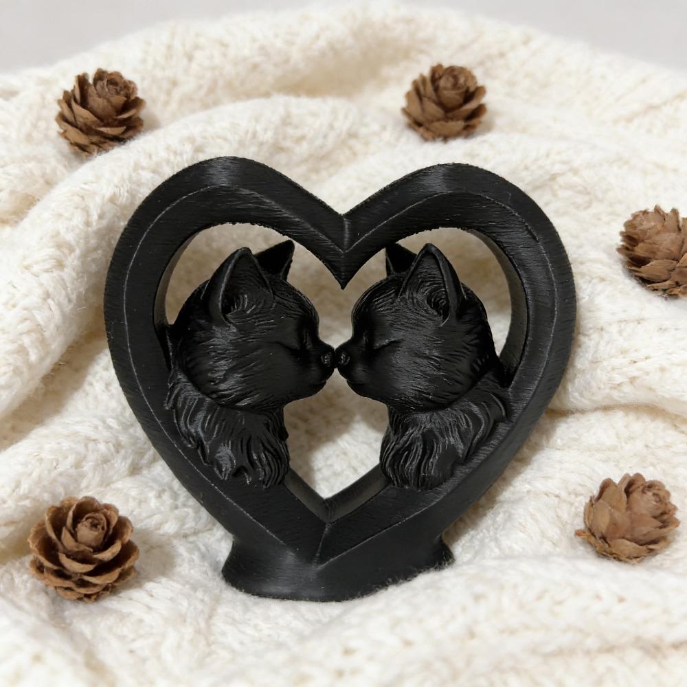 Love Couple Cat Statue Ornament, Kiss Couple Cat Sculpture, Love Cat Home Desktop Decoration, Perfect Gift for Cat Lovers