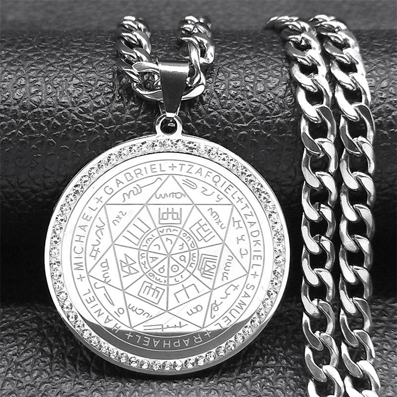 Seven Archangels Christian Protection Amulet Necklace for Men Stainless Steel Seal of Salomon Talisman Necklaces Jewelry NZZZ504