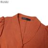 ZANZEA Elegant Women Turn Down Collar Casual Short Sleeve Dress