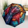 1pc Dragon StainedGlass Compact Travel Umbrella, Automatic Folding Lightweight Windproof 8-Bone Reinforced Design, Portable for Backpack Dur