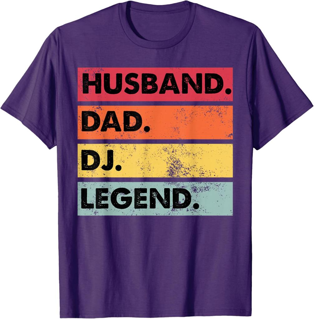 HHusband Dad DJ Legend Funny DJ Disc Jockey Music Player TShirt Casual Short Sleeve Top