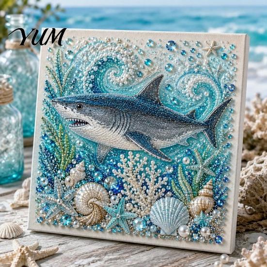 Coastal Home Decor Accents Sea Turtle Octopus DIY 3D Pearl Painting Kit, Ocean Theme Diamond Art Beach House Wall Kit for Adults Beginner, Bead