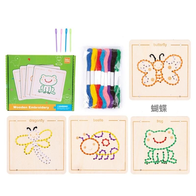 Educational Wood Lacing Toy Embroidery Lacing Board Sensory Toy For Kids Toddler Preschooler Boy Girl Birthday Present