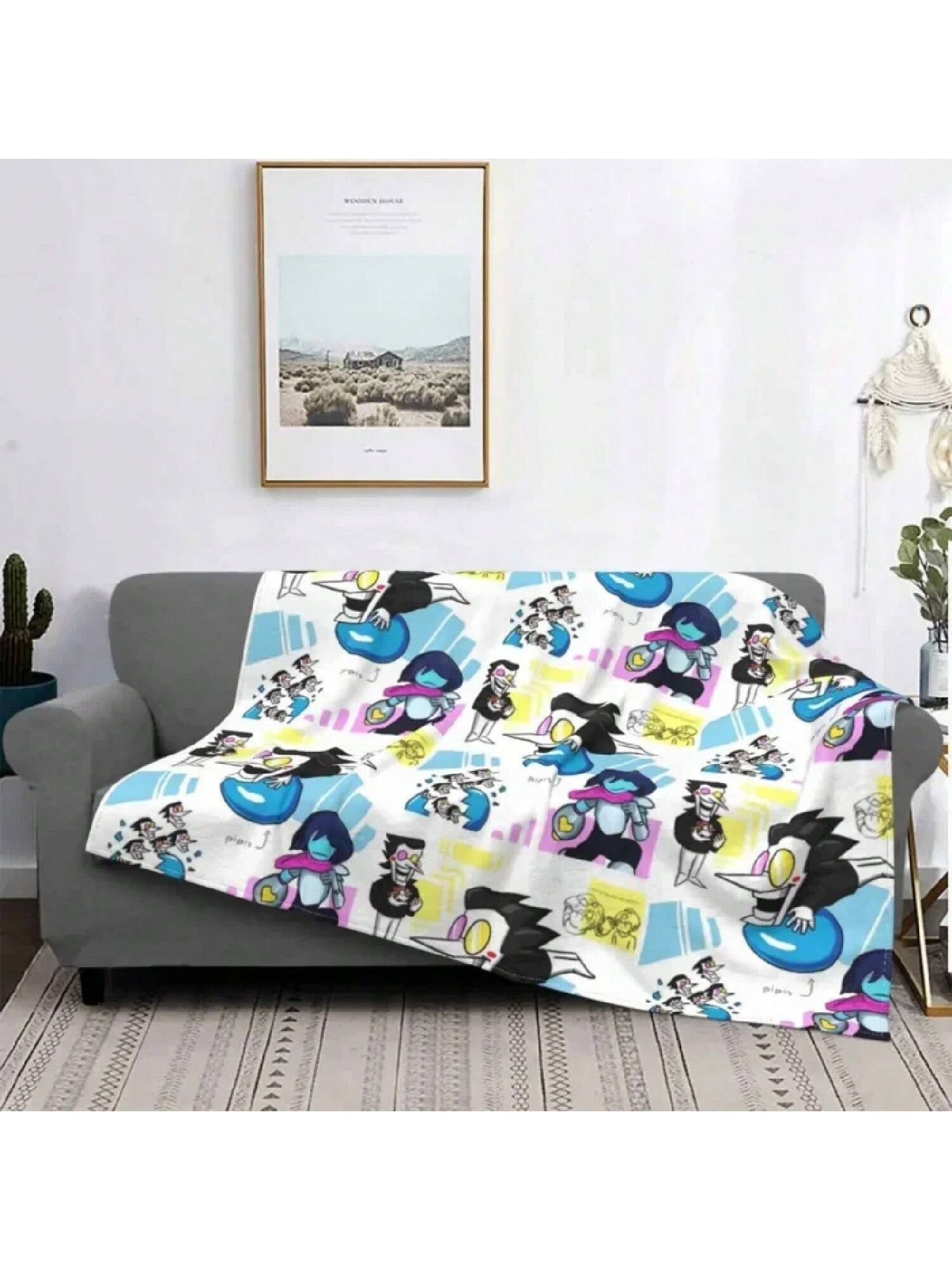 Наклейка Spamton Deltarune Плед Spamton Теплый фланелевый плед для автомобиля дивана кровати Покрывало 75X95CM