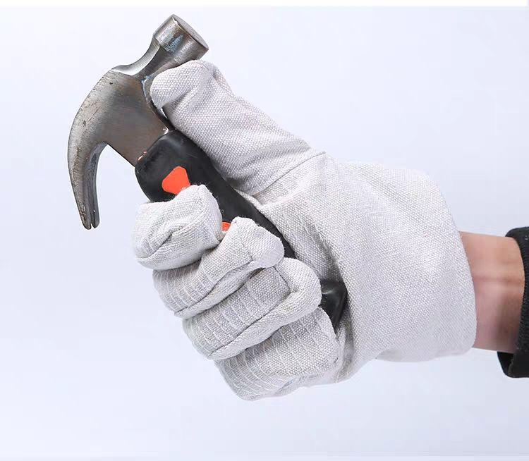 Double-Layer Canvas Gloves, 24-Thread, Wear-Resistant, Lined for Mechanical and Welding Protection