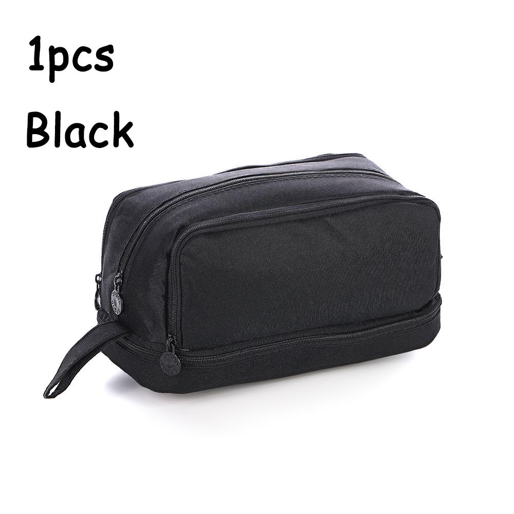 

1pcs large black pencil case made of durable Oxford fabric; a portable storage pouch, perfect for school and office use